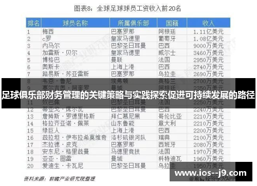 足球俱乐部财务管理的关键策略与实践探索促进可持续发展的路径 足球俱乐部财务管理的关键策略与实践探索促进可持续发展的路径